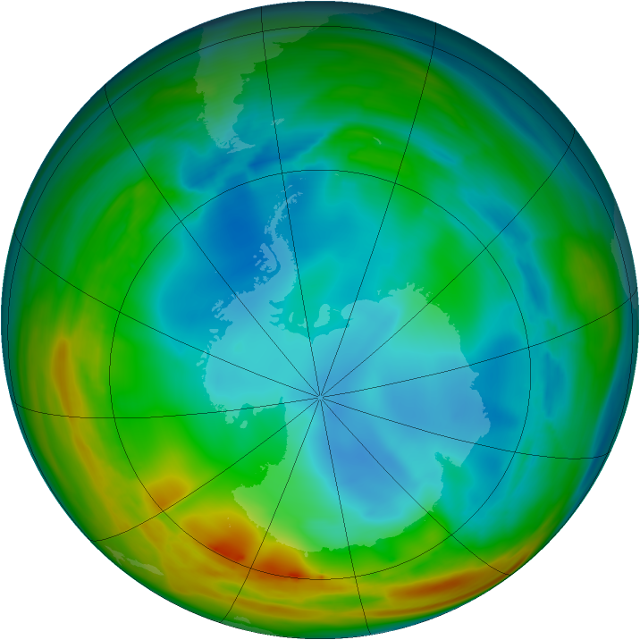 Antarctic ozone map for 19 July 2005